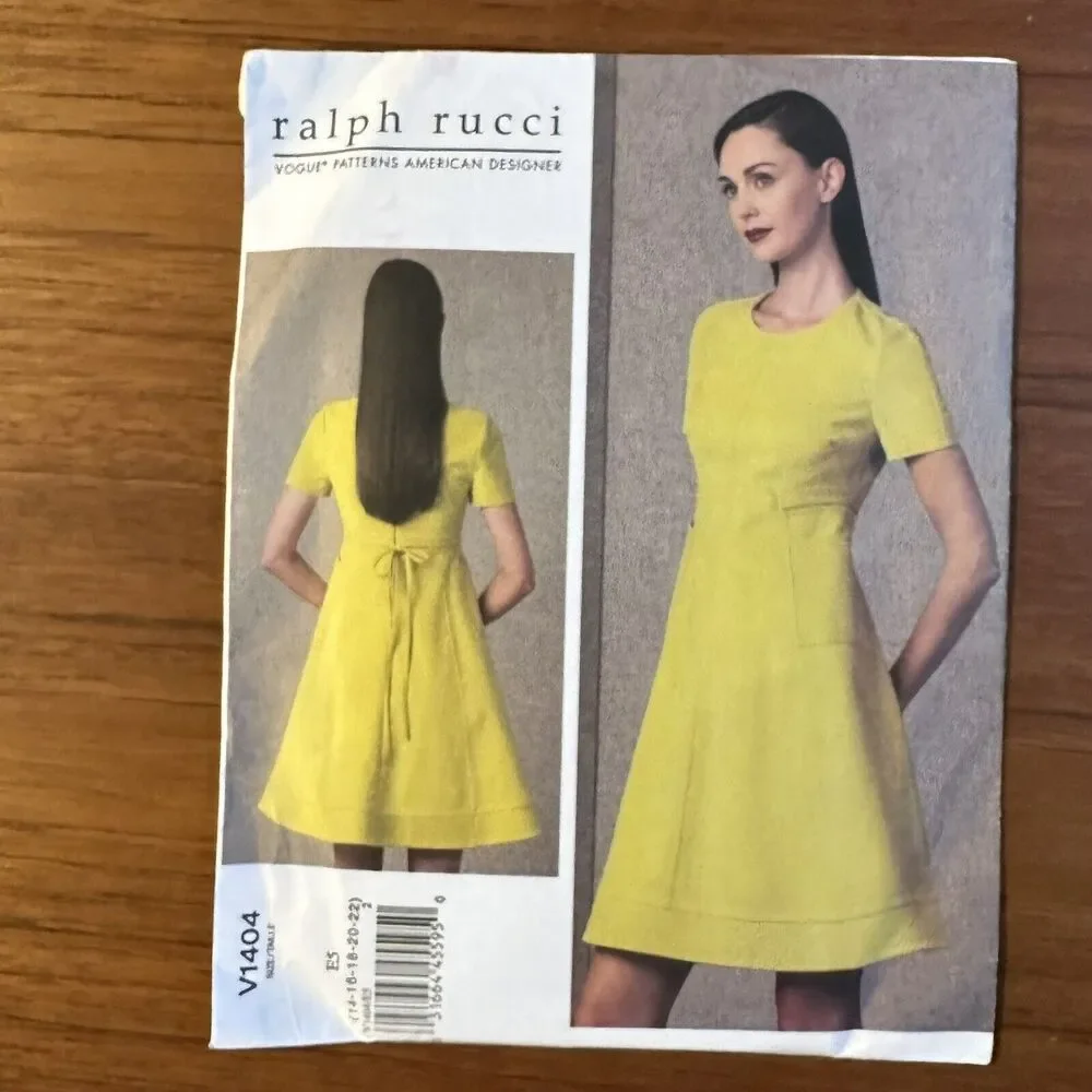 NEW Vogue Sewing Pattern V1404 American Designer Ralph Rucci Misses Dress 14-22